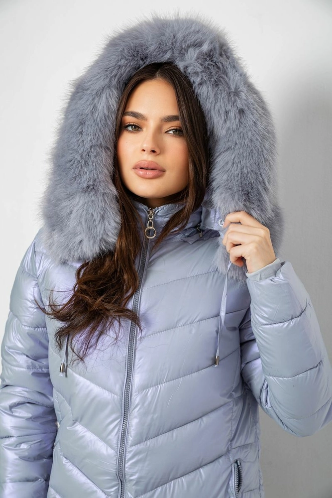 Купить Куртка женская зимняя короткая, цвет голубой, 244R23-611 - Фото №6