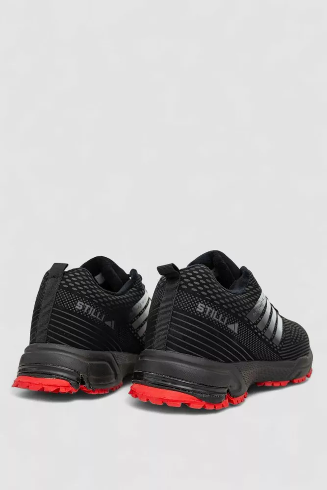 Купити Кросівки чоловічі зимові на хутрі, колір чорно-червоний, 248RH215 - Фото №4