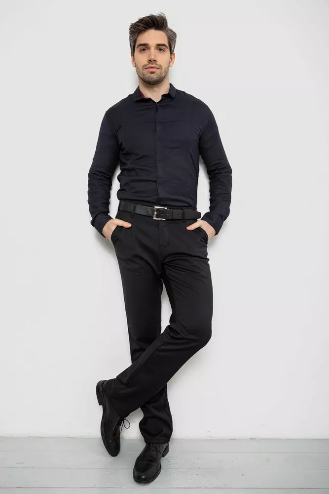 Купить Рубашка мужская однотонная, цвет темно-синий, 186R2010 - Фото №2