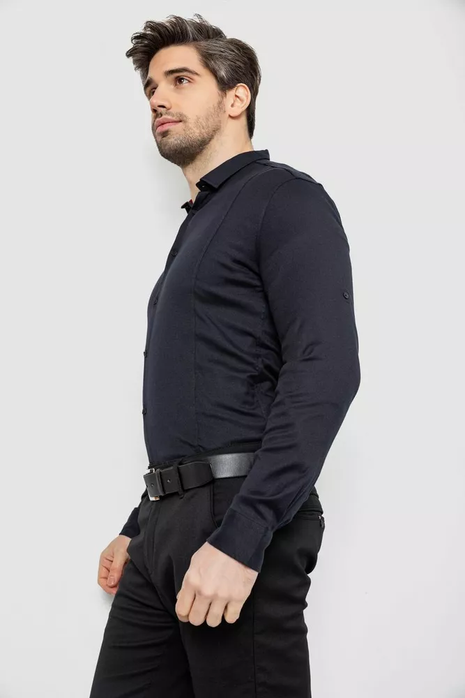 Купить Рубашка мужская однотонная, цвет темно-синий, 186R2010 - Фото №3