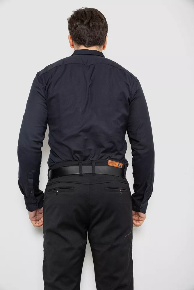 Купить Рубашка мужская однотонная, цвет темно-синий, 186R2010 - Фото №4