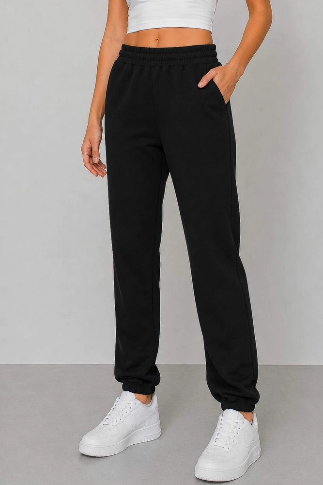 Купить Спортивные штаны женские джогеры, цвет черный, 257R2015 - Фото №1