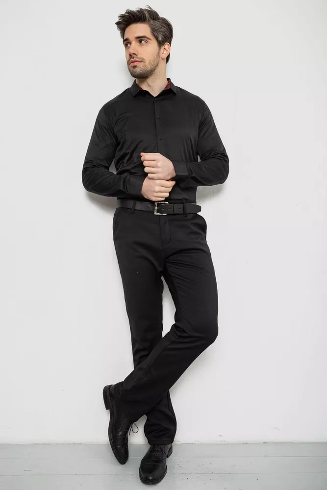 Купить Рубашка мужская однотонная, цвет черный, 186R2010 - Фото №2