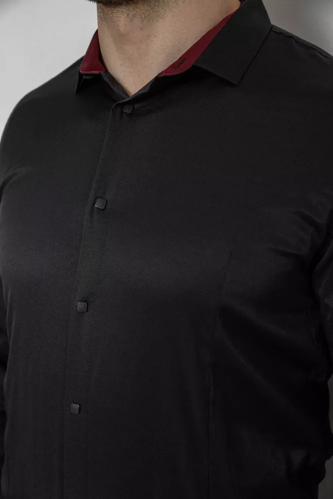 Купить Рубашка мужская однотонная, цвет черный, 186R2010 - Фото №5
