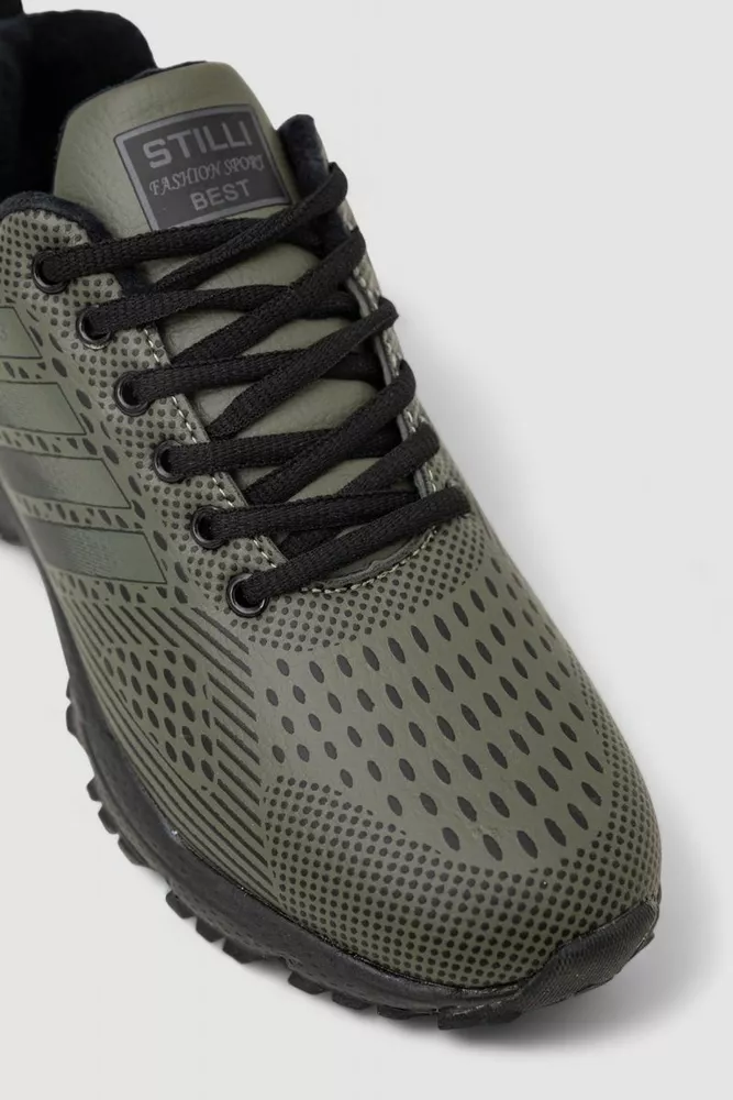 Купить Кроссовки мужские зимние на меху, цвет хаки, 248RH215 - Фото №2