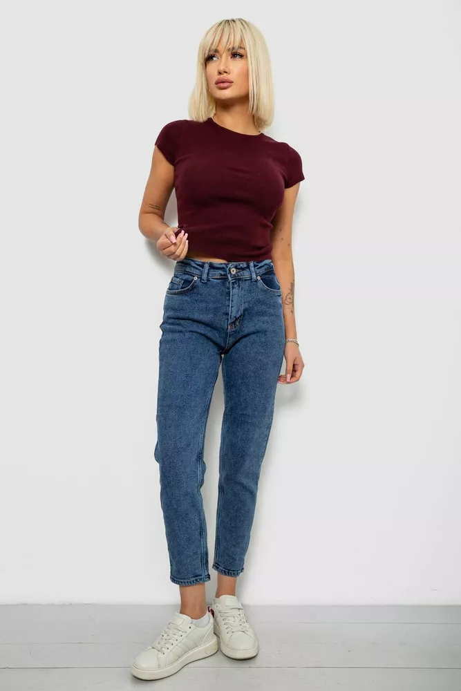 Купить Джинсы женские однотонные прямые, цвет синий, 244RM054 - Фото №2