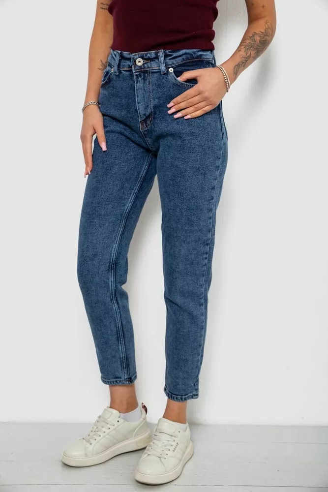 Купить Джинсы женские однотонные прямые, цвет синий, 244RM054 - Фото №3