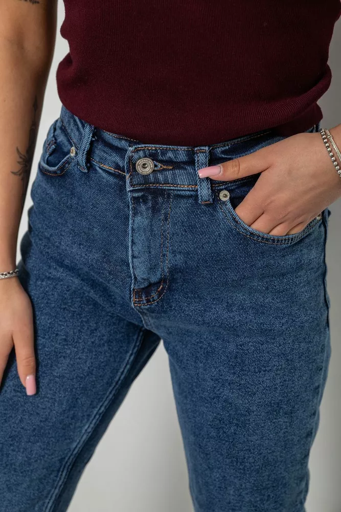 Купить Джинсы женские однотонные прямые, цвет синий, 244RM054 - Фото №5