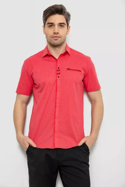 Мужская рубашка с принтом, цвет коралловый, 186R7535