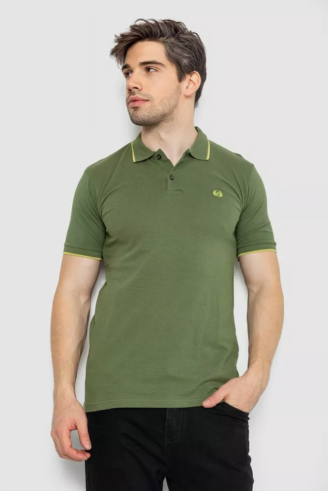Купить Поло мужское котоновое, цвет хаки, 247R301 - Фото №1