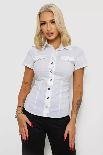 Рубашка женская однотонная  -уценка, цвет белый, 230R068-1-U-316