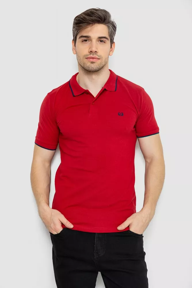 Купити Поло чоловіче котонове, колір бордовий, 247R301 оптом - Фото №1