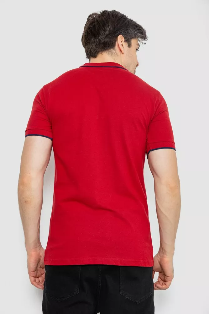 Купити Поло чоловіче котонове, колір бордовий, 247R301 оптом - Фото №4