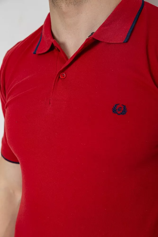 Купити Поло чоловіче котонове, колір бордовий, 247R301 оптом - Фото №5