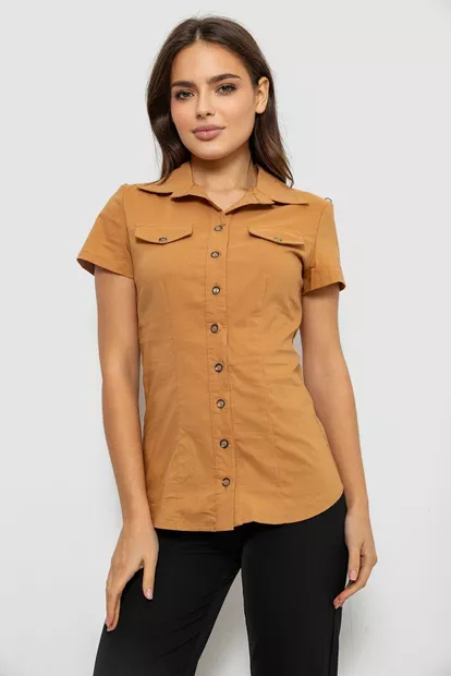 Рубашка женская однотонная  -уценка, цвет коричневый, 230R068-1-U-311