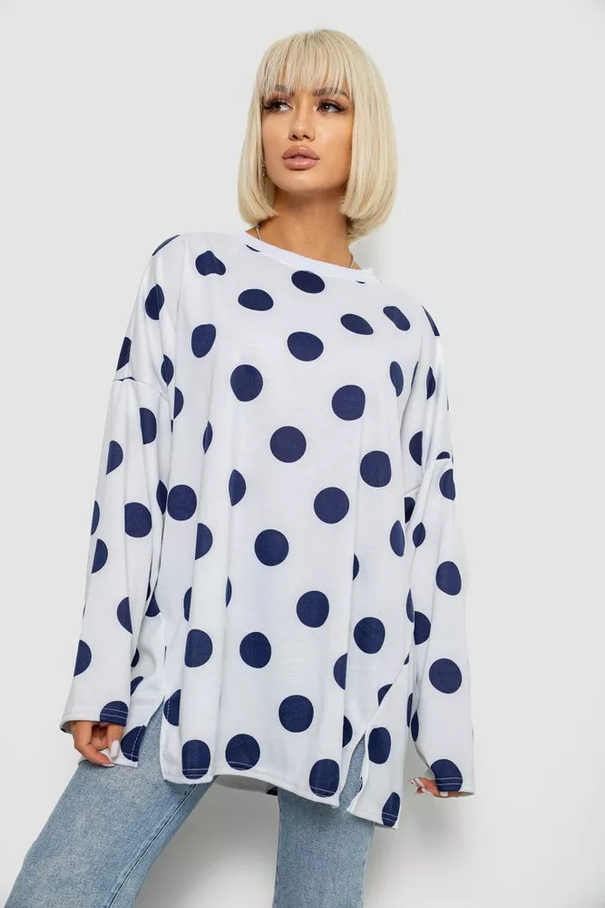 Купити Світшот жіночий в горох, колір молочний, 257R332-1 - Фото №1