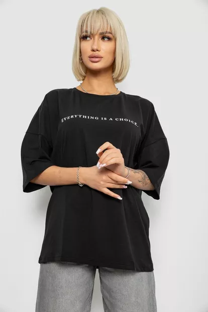 Футболка женская с принтом, цвет черный, 244R2020