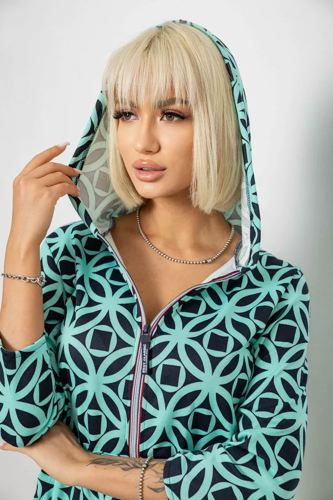 Купить Халат женский на молнии с принтом, цвет мятный, 257R1027 - Фото №5