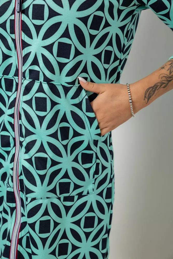 Купить Халат женский на молнии с принтом, цвет мятный, 257R1027 - Фото №6