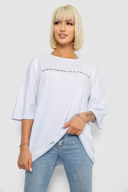Футболка женская с принтом, цвет белый, 244R2020