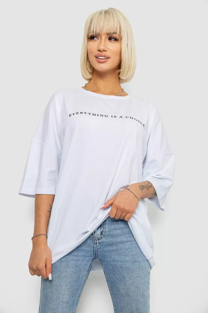 Купить Футболка женская с принтом, цвет белый, 244R2020 - Фото №1