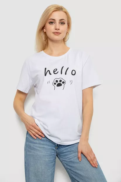 Футболка женская с принтом, цвет белый, 244R2005