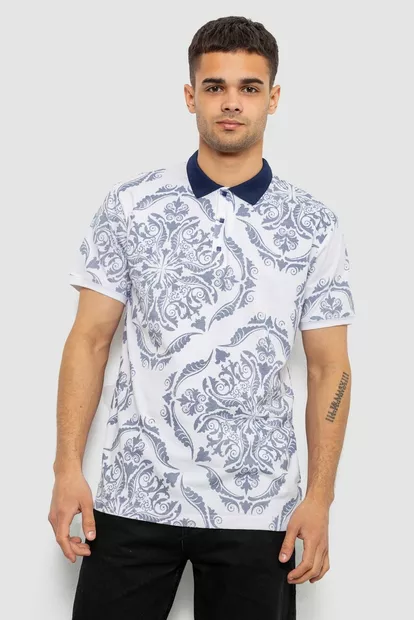 Поло чоловіче з принтом, колір білий, 244R7507