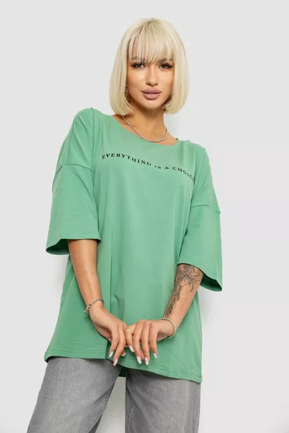 Футболка жіноча з принтом, колір оливковий, 244R2020