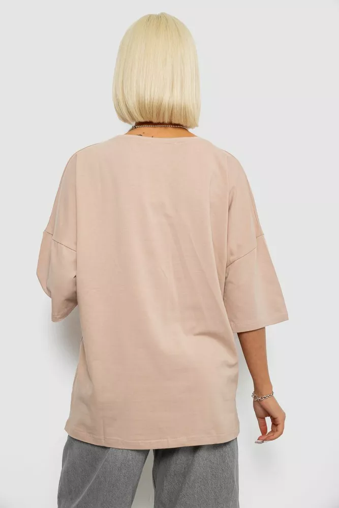 Купити Футболка жіноча з принтом, колір бежевий, 244R2020 - Фото №4