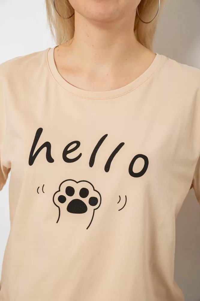 Купить Футболка женская с принтом, цвет бежевый, 244R2005 - Фото №5