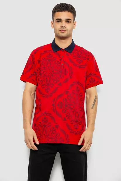Поло чоловіче з принтом, колір бордовий, 244R7507