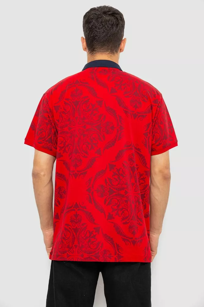 Купити Поло чоловіче з принтом, колір бордовий, 244R7507 - Фото №4