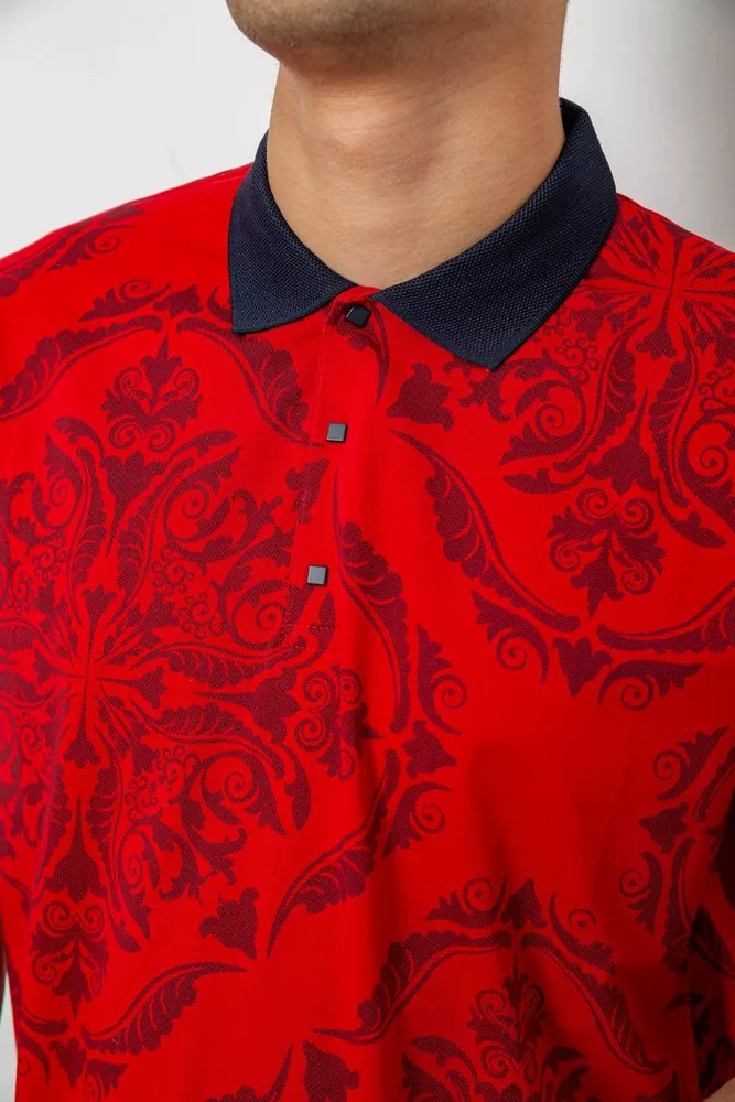 Купити Поло чоловіче з принтом, колір бордовий, 244R7507 - Фото №5