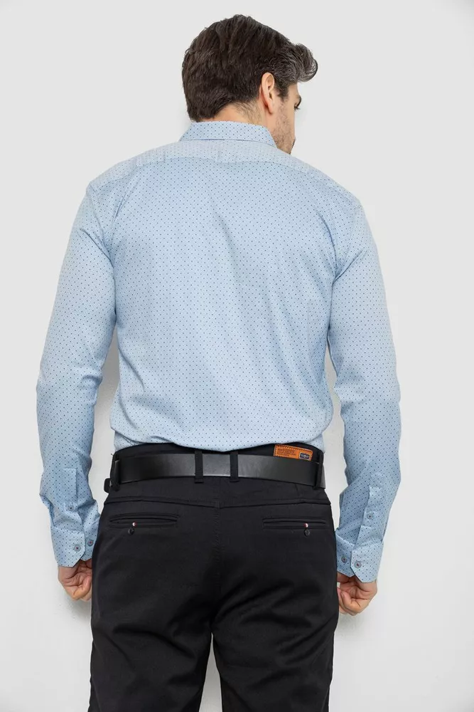 Купить Рубашка мужская однотонная с принтом  -уценка, цвет голубой, 186R2114-U-1 - Фото №4