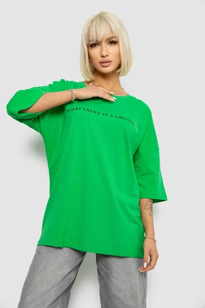 Футболка жіноча з принтом, колір зелений, 244R2020