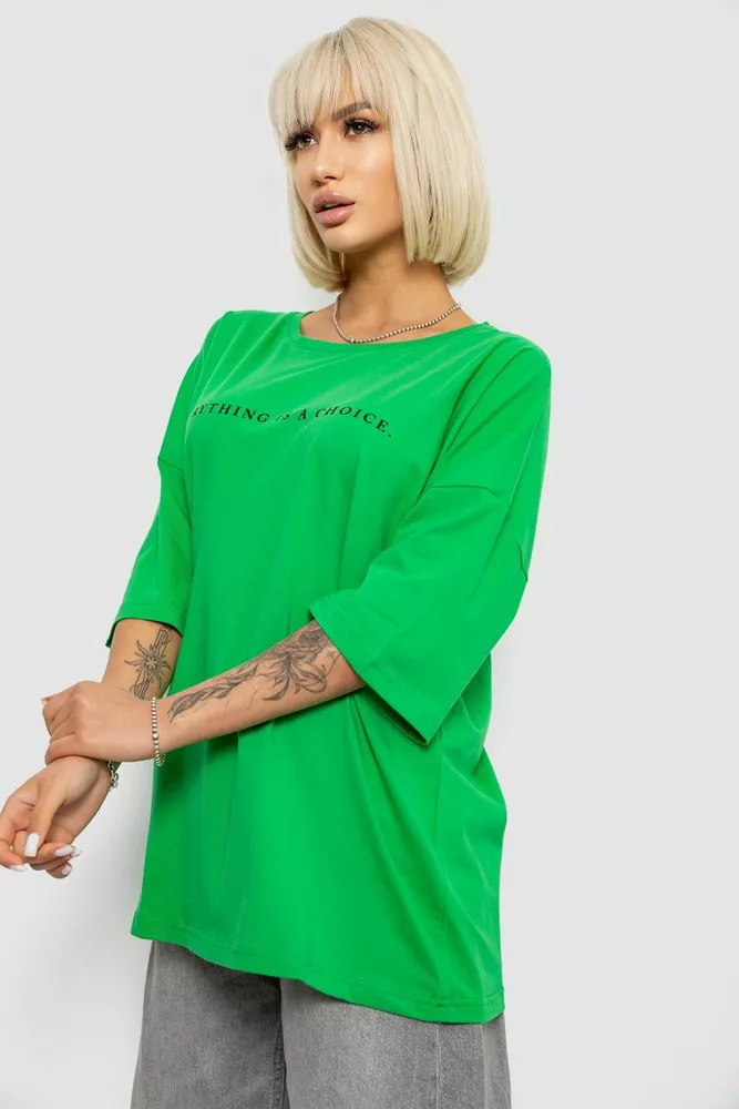 Купити Футболка жіноча з принтом, колір зелений, 244R2020 - Фото №3