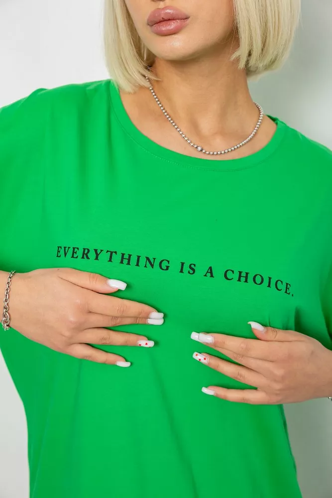 Купити Футболка жіноча з принтом, колір зелений, 244R2020 - Фото №5