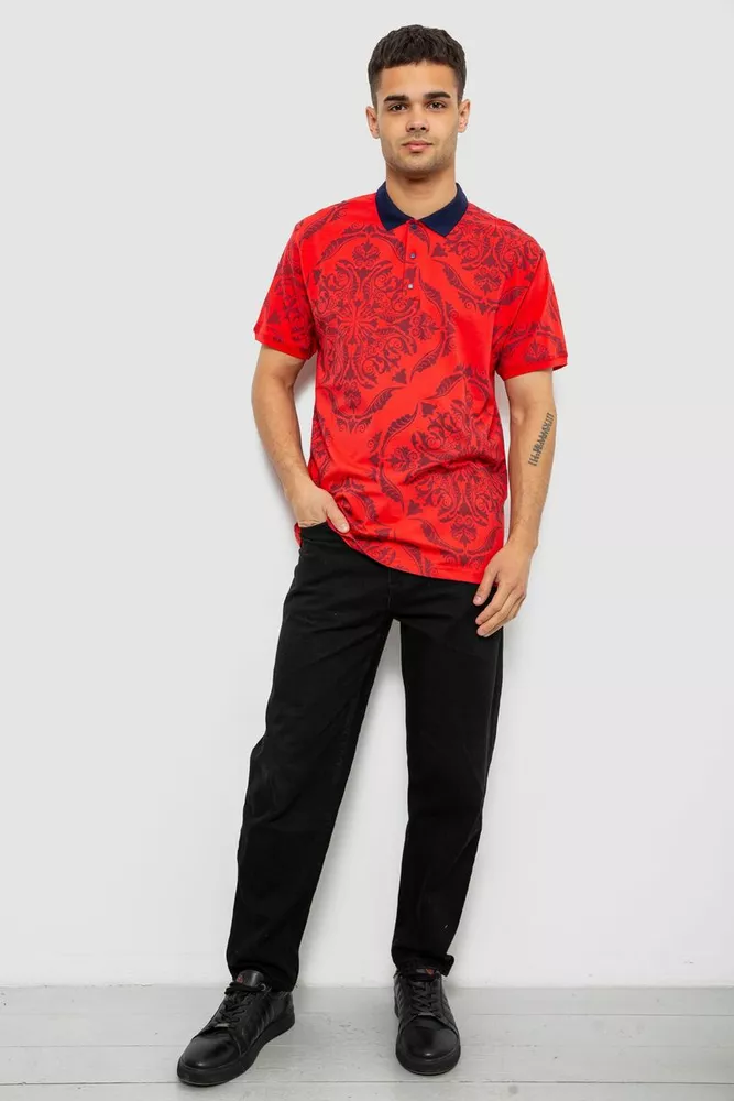 Купить Поло мужское с принтом, цвет красный, 244R7507 - Фото №2