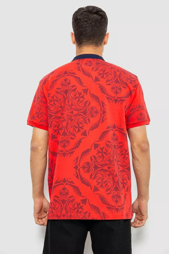 Купить Поло мужское с принтом, цвет красный, 244R7507 - Фото №4