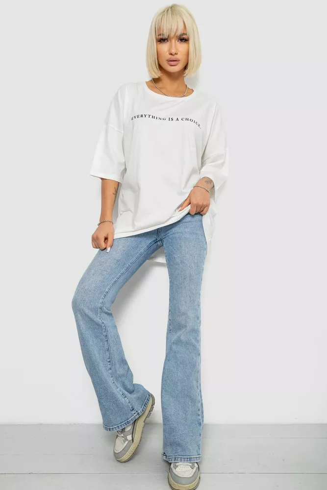 Купити Футболка жіноча з принтом, колір молочний, 244R2020 - Фото №2