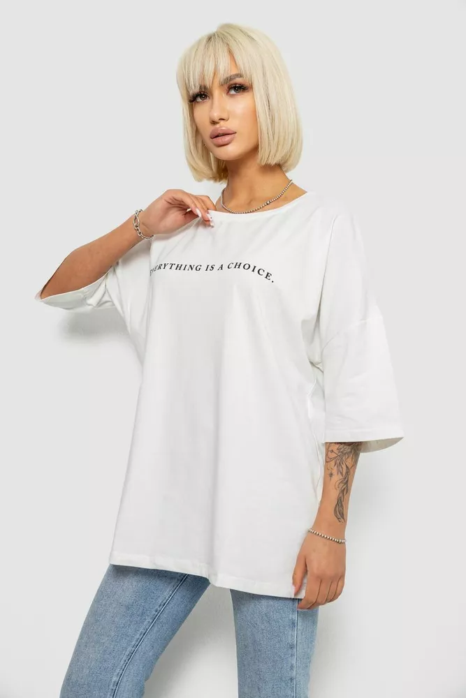 Купити Футболка жіноча з принтом, колір молочний, 244R2020 - Фото №3