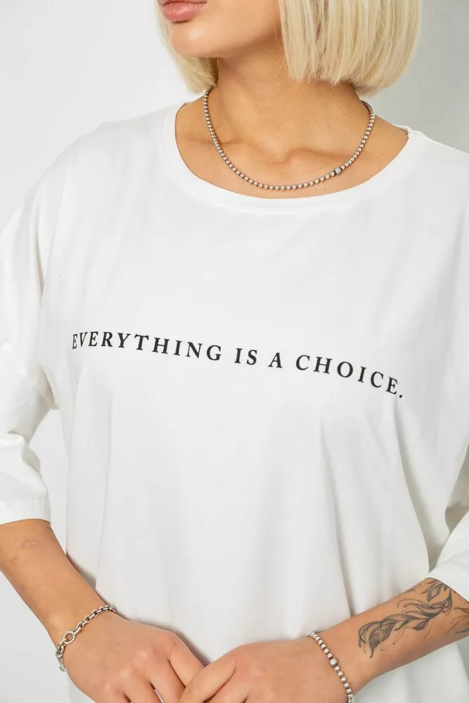 Купити Футболка жіноча з принтом, колір молочний, 244R2020 - Фото №5