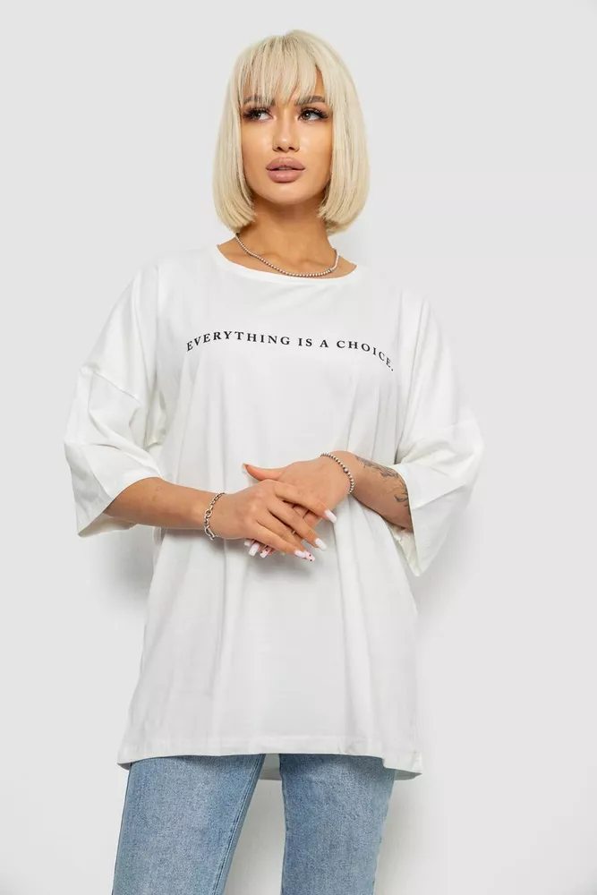 Купити Футболка жіноча з принтом, колір молочний, 244R2020 - Фото №1