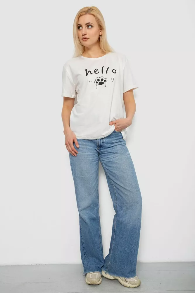 Купить Футболка женская с принтом, цвет молочный, 244R2005 - Фото №2