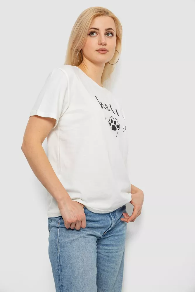 Купить Футболка женская с принтом, цвет молочный, 244R2005 - Фото №3