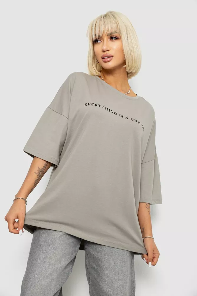 Купить Футболка женская с принтом, цвет серый, 244R2020 - Фото №1