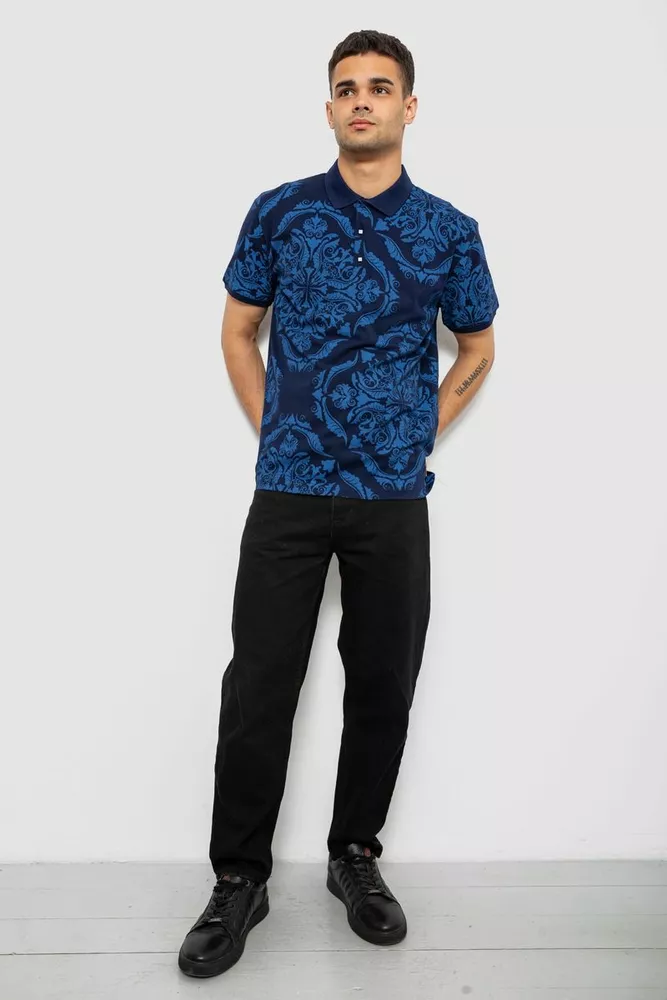 Купить Поло мужское с принтом, цвет синий, 244R7507 - Фото №2