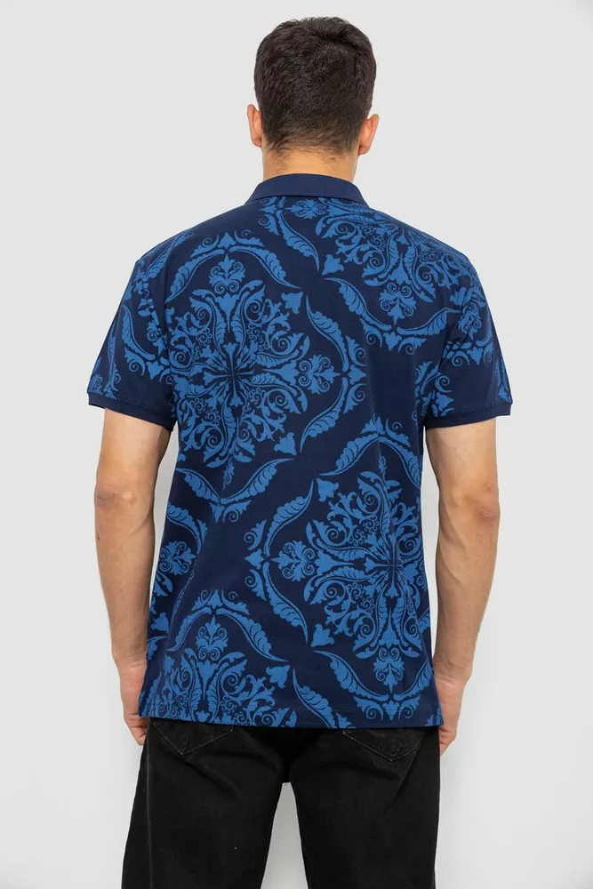 Купить Поло мужское с принтом, цвет синий, 244R7507 - Фото №4