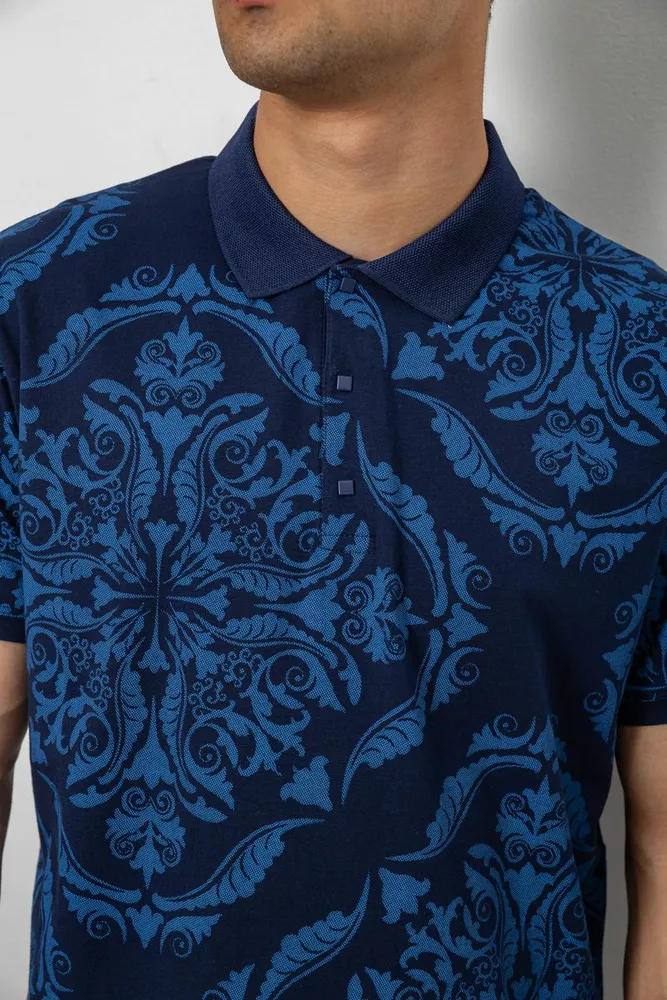 Купить Поло мужское с принтом, цвет синий, 244R7507 - Фото №5