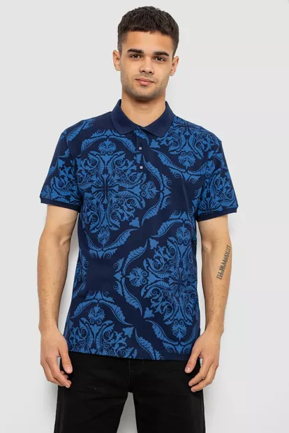 Поло чоловіче з принтом, колір синій, 244R7507
